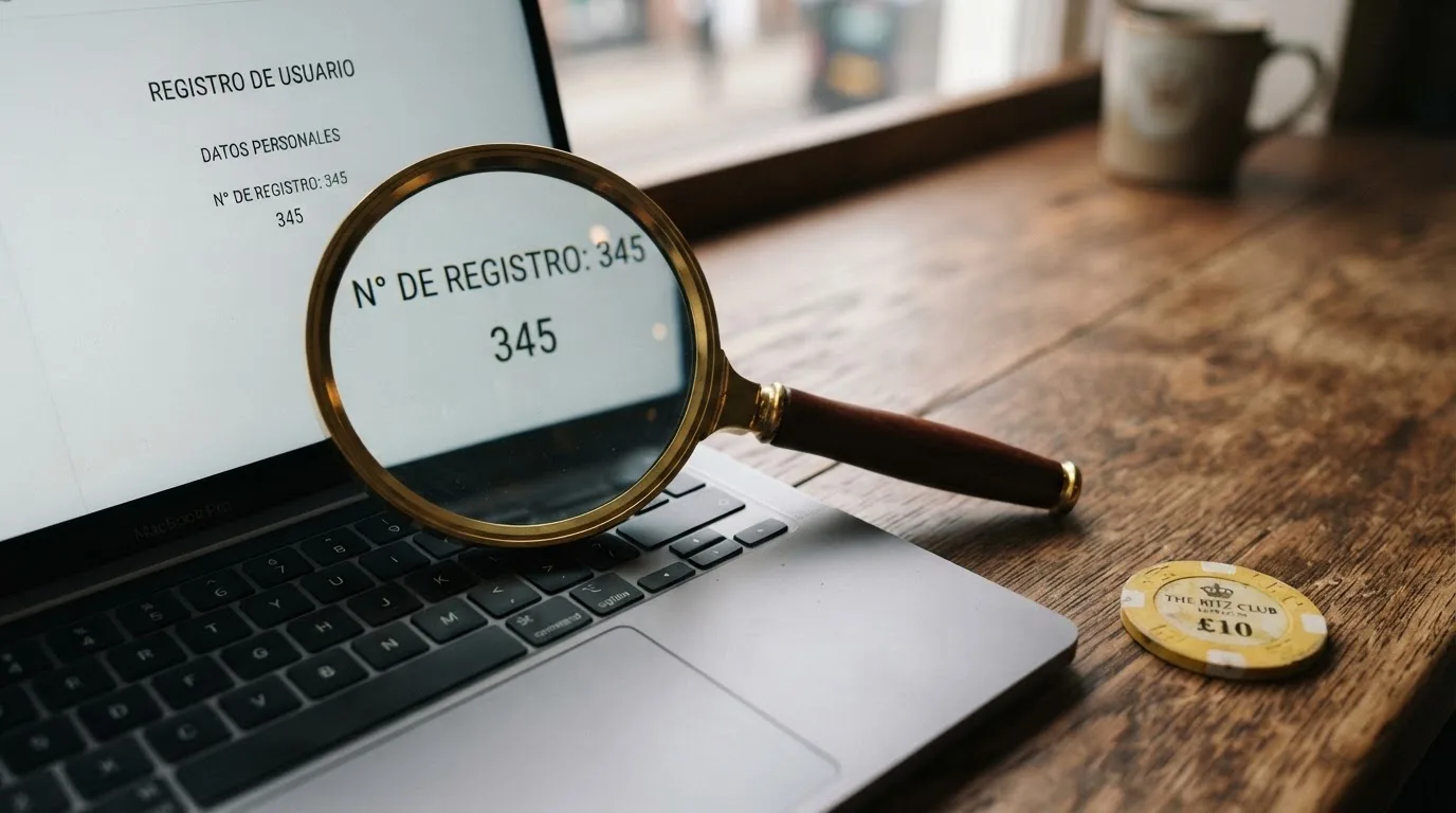 A magnifying glass rests over a printed regulatory certificate on a wooden desk.